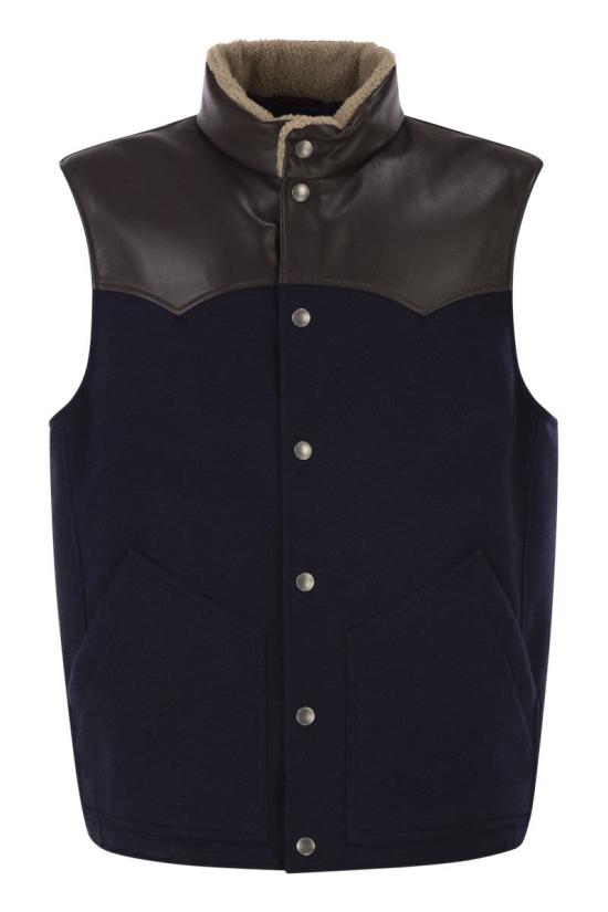 26FW 브루넬로 쿠치넬리 베스트 MM4701622 CQJ36 BLUE BROWN
