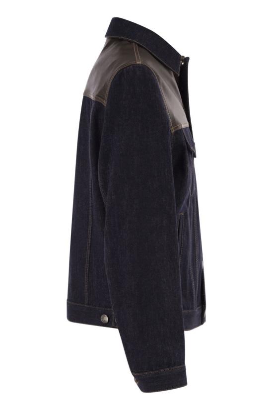 26FW 브루넬로 쿠치넬리 가죽 자켓 M233P6026 C9014 BLUE BROWN - BRUNELLO CUCINELLI