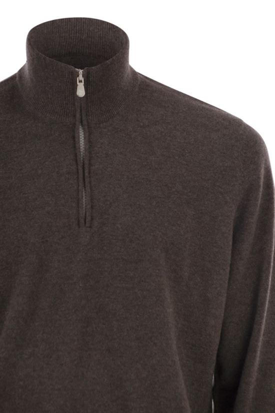  브루넬로 쿠치넬리 캐시미어 집업 니트 M2200124 CU766 DARK BROWN - BRUNELLO CUCINELLI