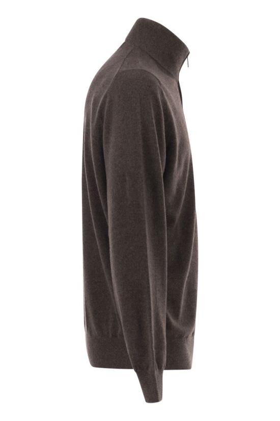  브루넬로 쿠치넬리 캐시미어 집업 니트 M2200124 CU766 DARK BROWN - BRUNELLO CUCINELLI