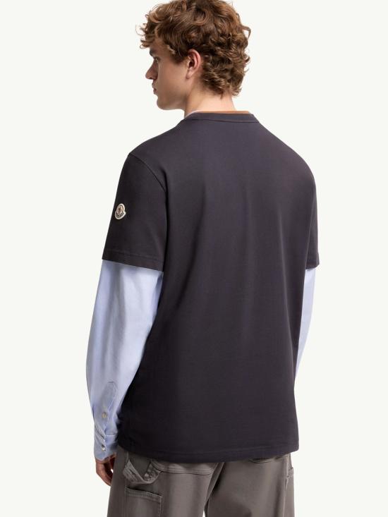 26SS 몽클레어 로고 자수 코튼 티셔츠 L10918C0001589AYY 742 BLUE - MONCLER
