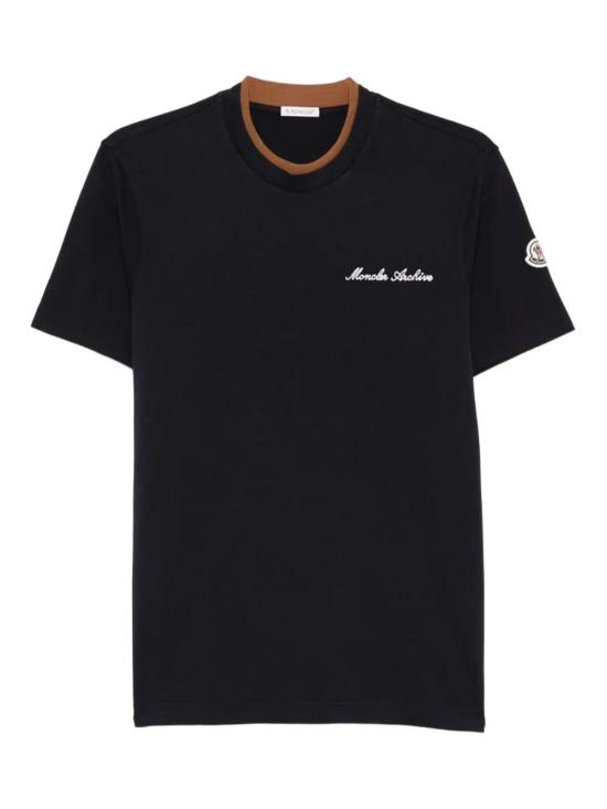 26SS 몽클레어 로고 자수 코튼 티셔츠 L10918C0001589AYY 742 BLUE