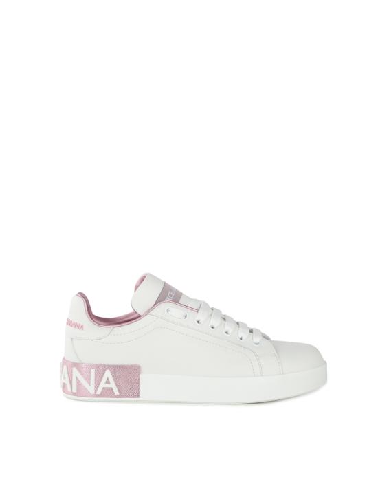 26FW 돌체앤가바나 카프스킨 나파 포르토피노 스니커즈 CK1544 AX61587587 Bianco rosa