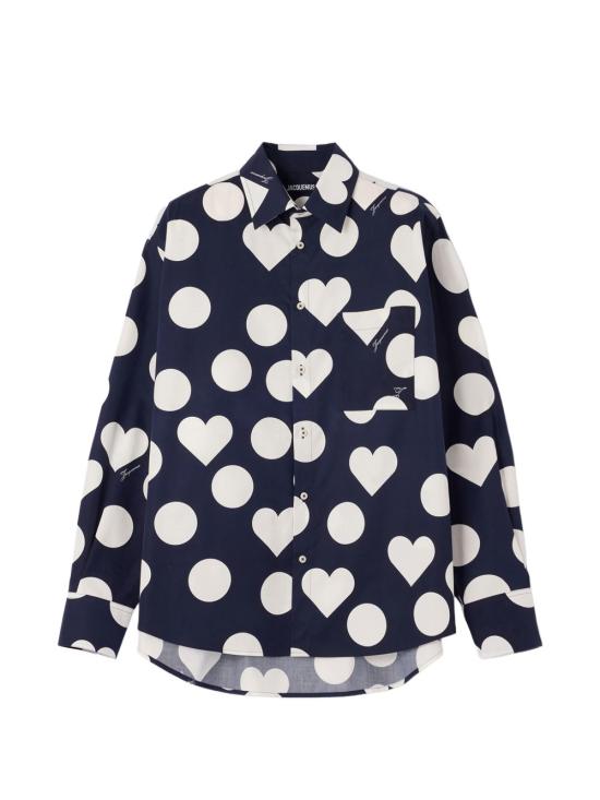 26SS 자크뮈스 긴팔 셔츠 SHM00605AW00841 3HD PRINT DOTS HEART NAVY W