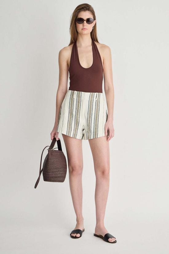  어피스 어파트 숏팬츠 Apiece Apart Stripe Veras Short Affogato Stripe