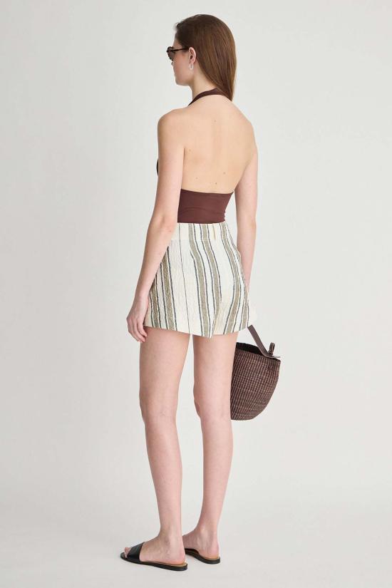  어피스 어파트 숏팬츠 Apiece Apart Stripe Veras Short Affogato Stripe - APIECE APART
