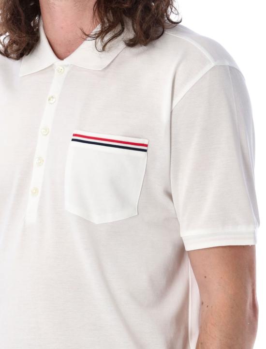 26SS 톰브라운 피케 포켓 폴로 티셔츠 MJP022A01455100 White - THOM BROWNE
