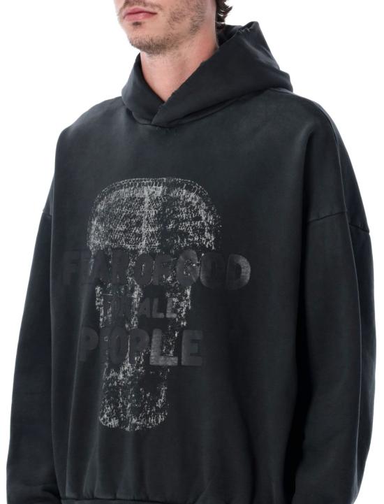 25FW 피어오브갓 릴렉스핏 로고 플리스 후드 티셔츠 FG25FW1212108BHFU001 Black - FEAR OF GOD