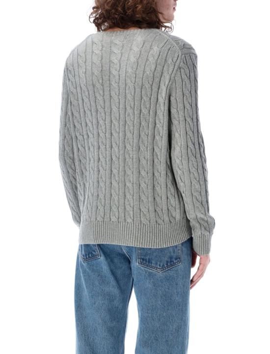26SS 폴로 랄프로렌 로고 자수 케이블 니트 스웨터 710775885013 Grey - POLO RALPH LAUREN
