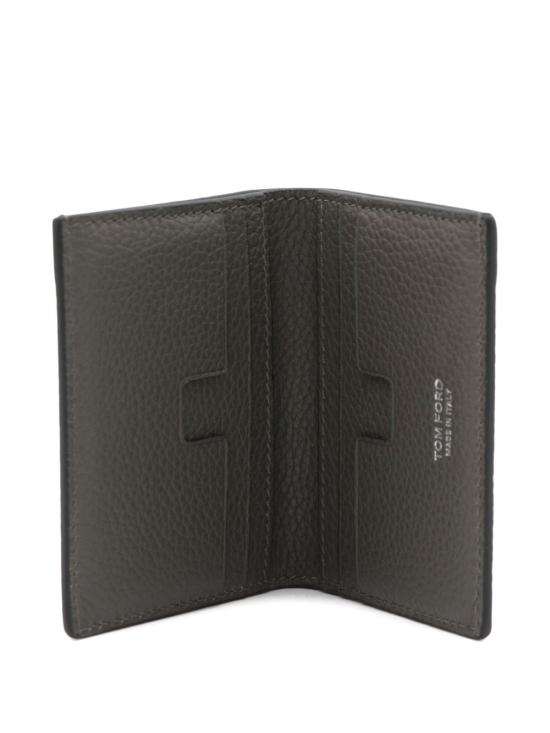 26FW 톰포드 그레인 레더 로고 폴디드 카드 홀더 Y0279LCL158S TBG Smoke grey - TOMFORD