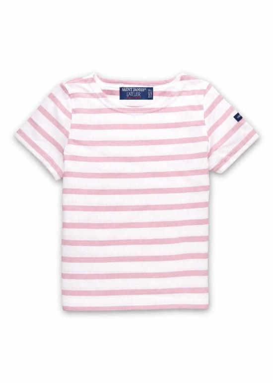  [키즈] Saint James USA 탑 어린이용 세인트 제임스 USA 레반트 브레통 반팔 셔츠 화이트/티 로즈 핑크