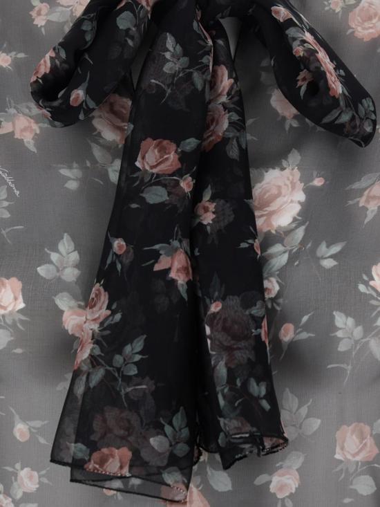 26SS 돌체앤가바나 빈티지 로즈 프린트 쉬폰 탑 F7BL0T1S10R HN5XQ Black - DOLCE & GABBANA