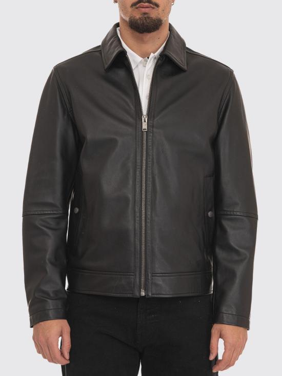 26SS 보스 가죽 자켓 50552141 001 Black