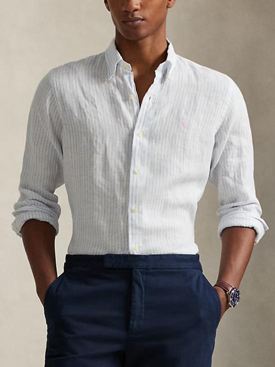 26SS 폴로 랄프로렌 긴팔 셔츠 710B15647 002 WHITE BLUE - POLO RALPH LAUREN