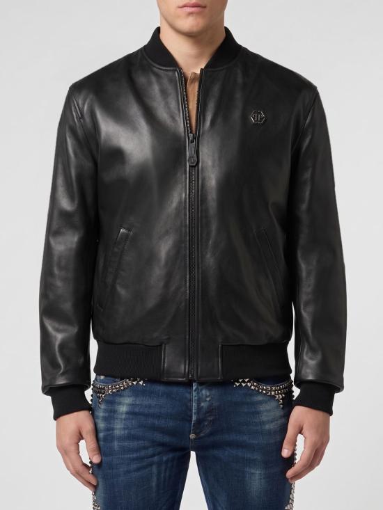 26SS 필립 플레인 가죽 자켓 SAFCMLB1989PLE010N 02 Black