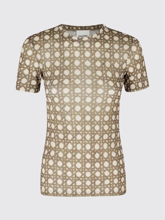 26SS 나누슈카 반팔 티셔츠 NW26SSTP22376 RATTAN POLKA Brown - NANUSHKA