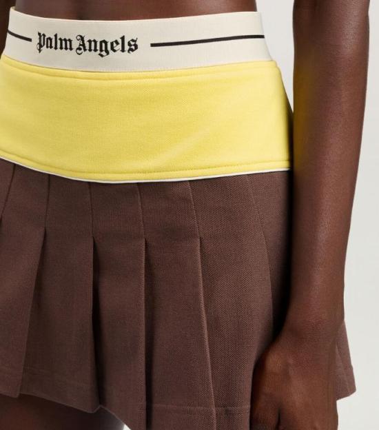 26SS 팜앤젤스 숏 스커트 PWCC095S26FAB001 6018 BROWN YELLOW - PALM ANGELS