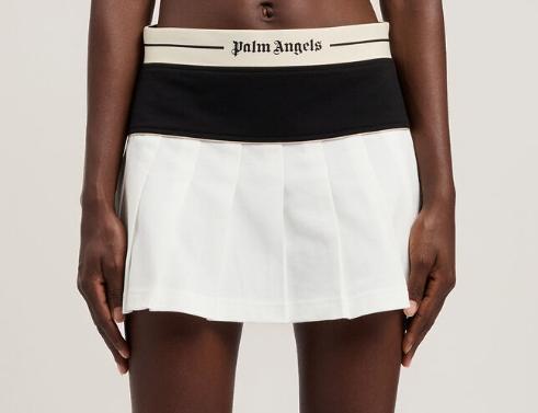 26SS 팜앤젤스 숏 스커트 PWCC095S26FAB001 0310 OFF WHITE BLACK - PALM ANGELS