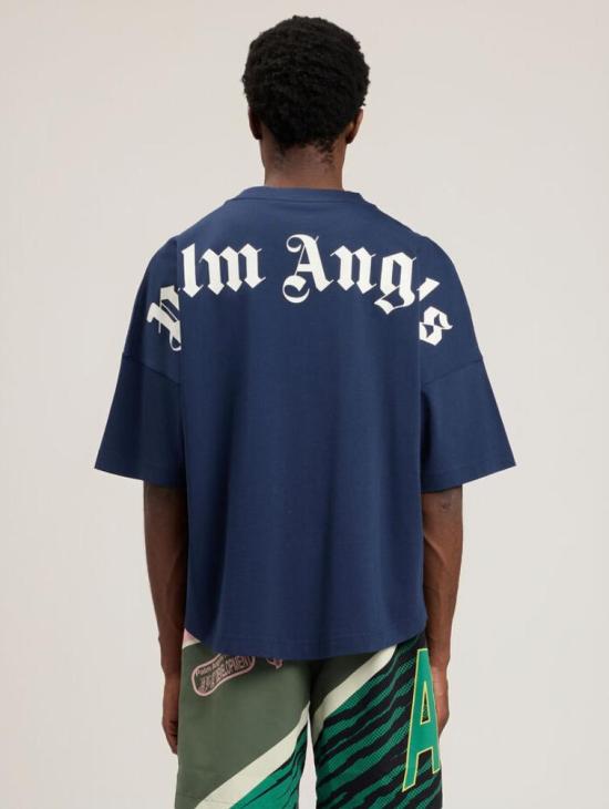 26SS 팜앤젤스 반팔 티셔츠 PMAA10BS26JER001 4603 NAVY BLUE OFF WHITE - PALM ANGELS