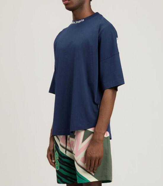 26SS 팜앤젤스 반팔 티셔츠 PMAA10BS26JER001 4603 NAVY BLUE OFF WHITE - PALM ANGELS