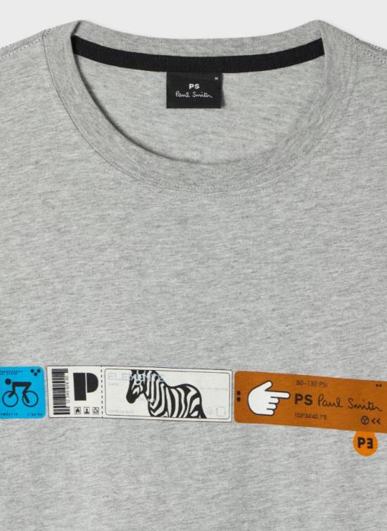 26SS 폴 스미스 지브라 패치 반팔 M2R011RVP5797 72 GREY MELANGE - PAUL SMITH