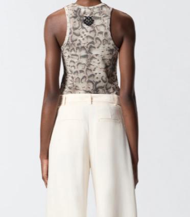 26SS 핑코 민소매 티셔츠 106919A3DP CZ9 BEIGE NERO - PINKO