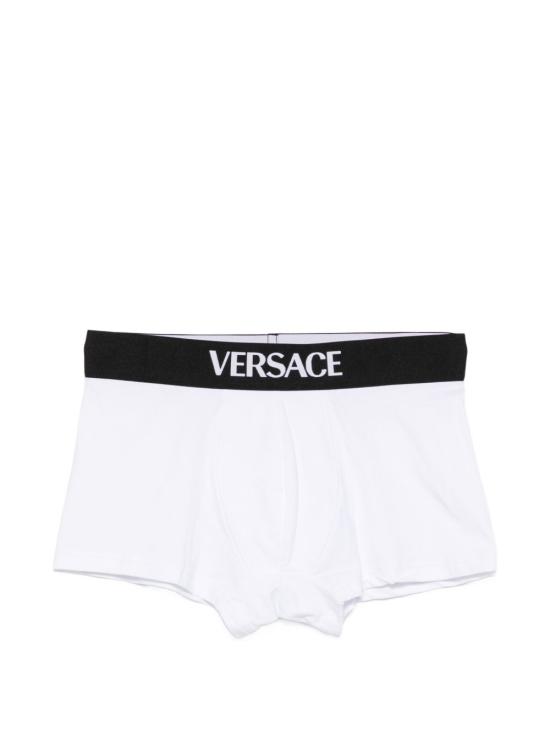 26SS 베르사체 로고 인타르시아 복서 팬츠 1020985 1A147832W320 Bianco