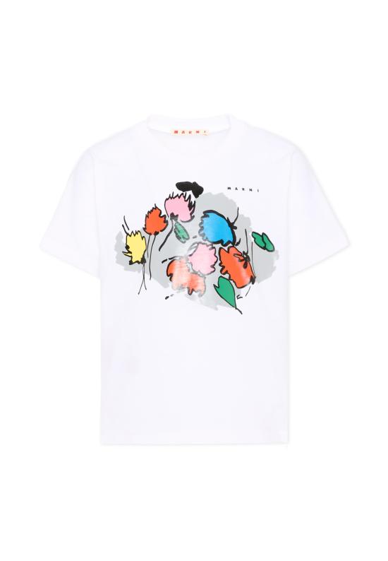 26FW [키즈] 마르니 티셔츠 M01896 M00L9 0M100 WHITE