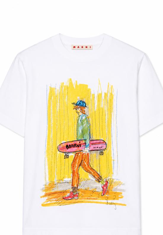 26FW [키즈] 마르니 티셔츠 M01947 M00L9 0M100 WHITE - MARNI