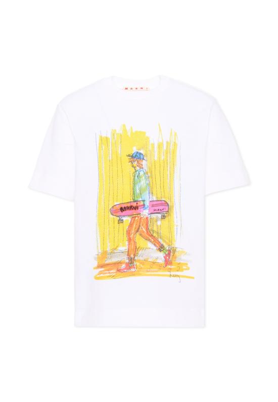 26FW [키즈] 마르니 티셔츠 M01947 M00L9 0M100 WHITE
