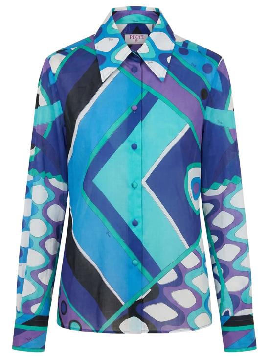 26SS 푸찌 블라우스 6HRJ26 6H840 021 TURQUOISE BLUE