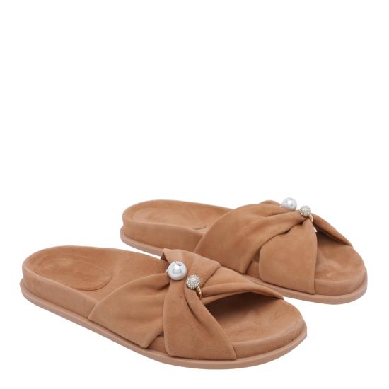 26FW 지미추 뮬/슬리퍼 RAFI FLAT SUETOFFEE Brown - JIMMY CHOO