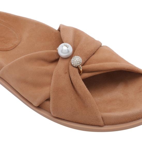 26FW 지미추 뮬/슬리퍼 RAFI FLAT SUETOFFEE Brown - JIMMY CHOO