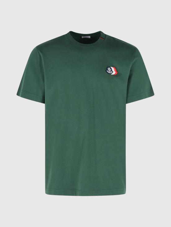 26SS 몽클레어 자수 트라이컬러 로고 코튼 티셔츠 L10918C0007489B8Q 866 Green