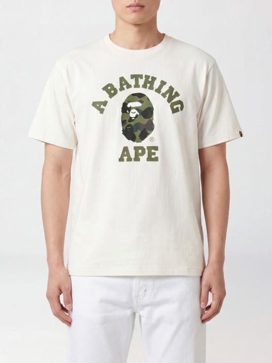 26SS 베이프 반팔 티셔츠 001TEM301013M WHITEXGREEN White