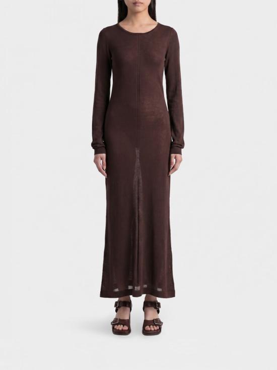 26SS 르메르 비스코스 롱 슬리브 튜브 드레스 DR1152LK1020 BR523 Brown