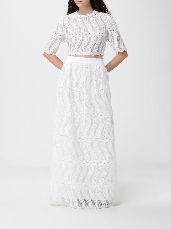 26SS 라쿠엘 디니즈 롱 스커트 8L00025NUC0005 010 White - RAQUEL DINIZ