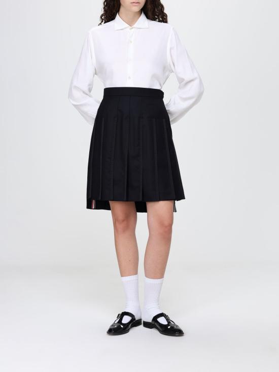 26SS 톰브라운 슈퍼 120'S 트윌 플리츠 스커트 FGCA37B00626 001 Black - THOM BROWNE