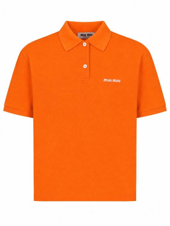 26FW 미우미우 로고 자수 폴로 셔츠 MJN535SOOO14RW F0049