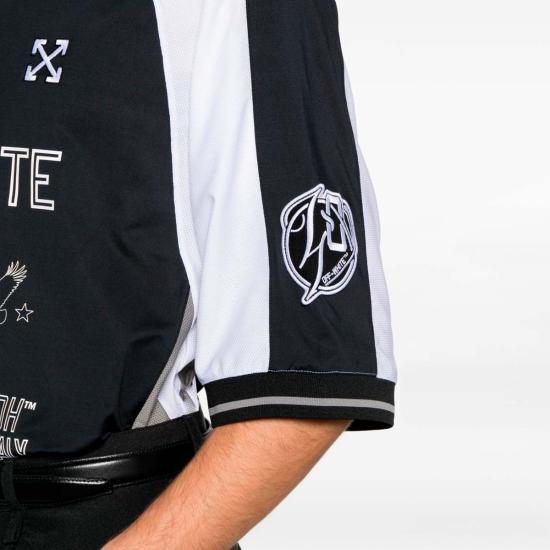 26SS 오프화이트 반팔 티셔츠 이글 팀 축구 브이넥  블랙 - OFF WHITE