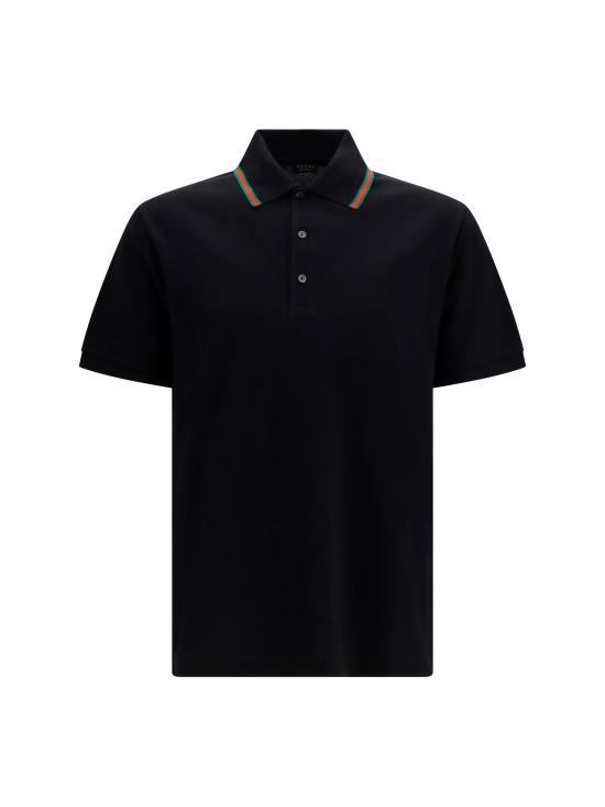 26FW 구찌 코튼 저지 피케 폴로 셔츠 872468XJHX5 1000 BLACK