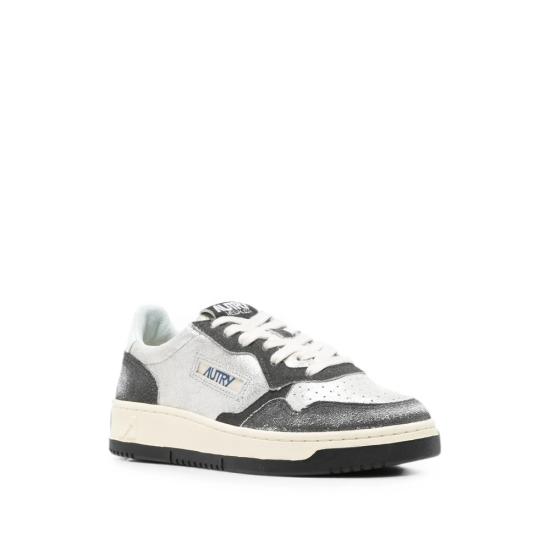 26FW 오트리 메달리스트 로우 레더 스니커즈 AULW YB04 SILVER BLACK - AUTRY