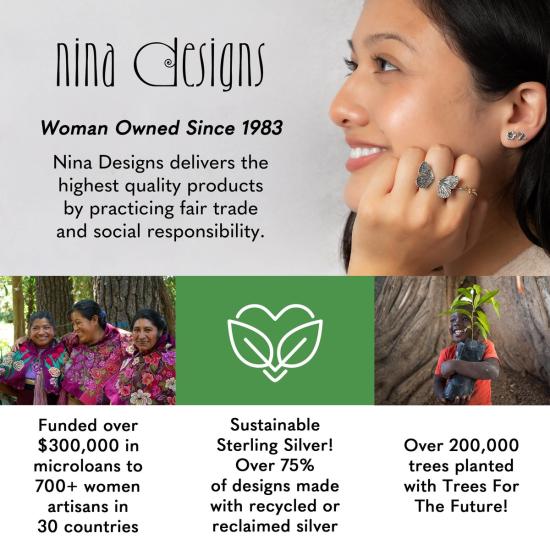  Nina Designs 반지 니나 디자인 스털링 실버 블랙 크리스탈 - OTHER BRANDS