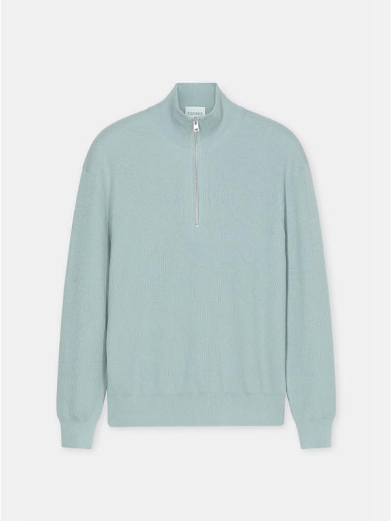 26FW 클로즈드 집업 니트 Cotone e Cashmare Acqua 소재의 Maglia Mezza 지퍼 - CLOSED