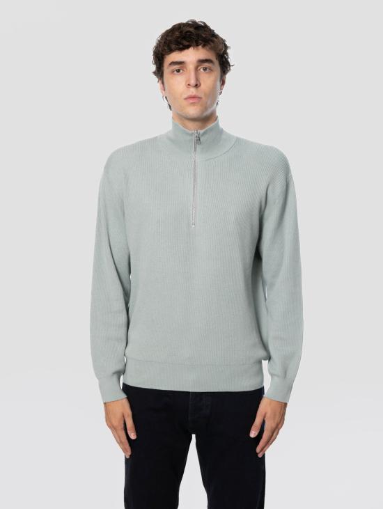 26FW 클로즈드 집업 니트 Cotone e Cashmare Acqua 소재의 Maglia Mezza 지퍼