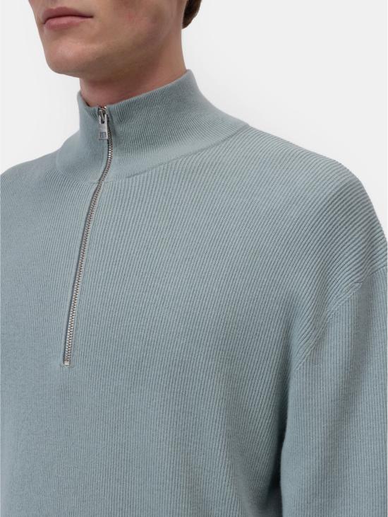 26FW 클로즈드 집업 니트 Cotone e Cashmare Acqua 소재의 Maglia Mezza 지퍼 - CLOSED