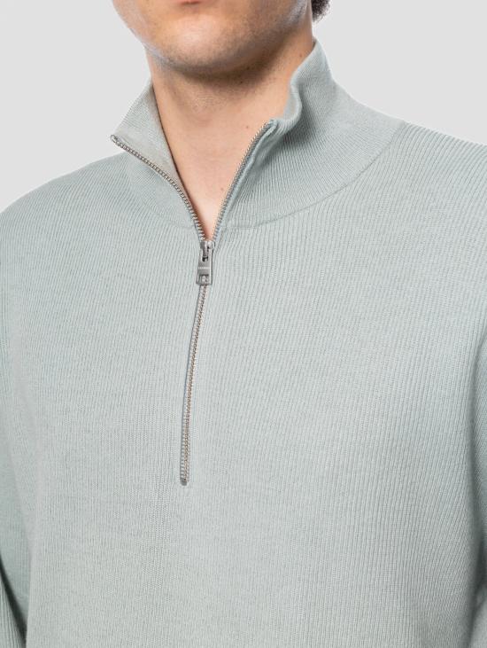 26FW 클로즈드 집업 니트 Cotone e Cashmare Acqua 소재의 Maglia Mezza 지퍼 - CLOSED