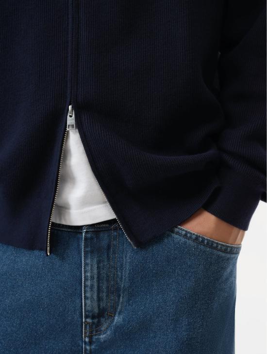 26FW 클로즈드 집업 니트 Misto Cotone e Cashmere Blu 소재의 카디건 - CLOSED