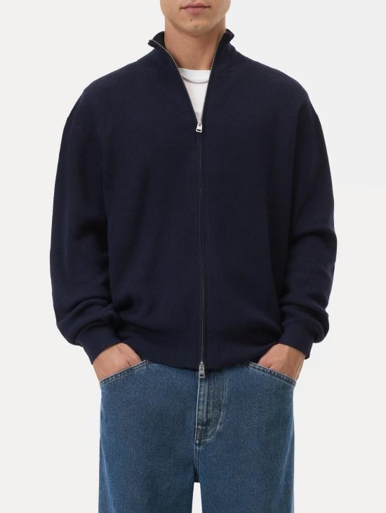 26FW 클로즈드 집업 니트 Misto Cotone e Cashmere Blu 소재의 카디건
