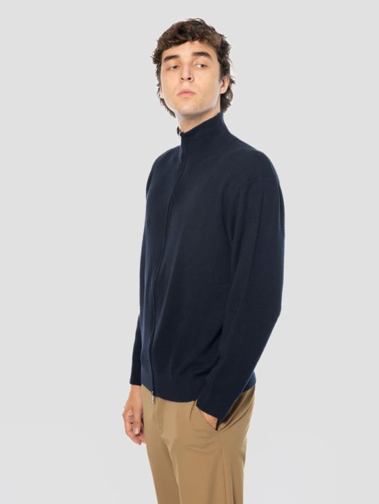 26FW 클로즈드 집업 니트 Misto Cotone e Cashmere Blu 소재의 카디건 - CLOSED